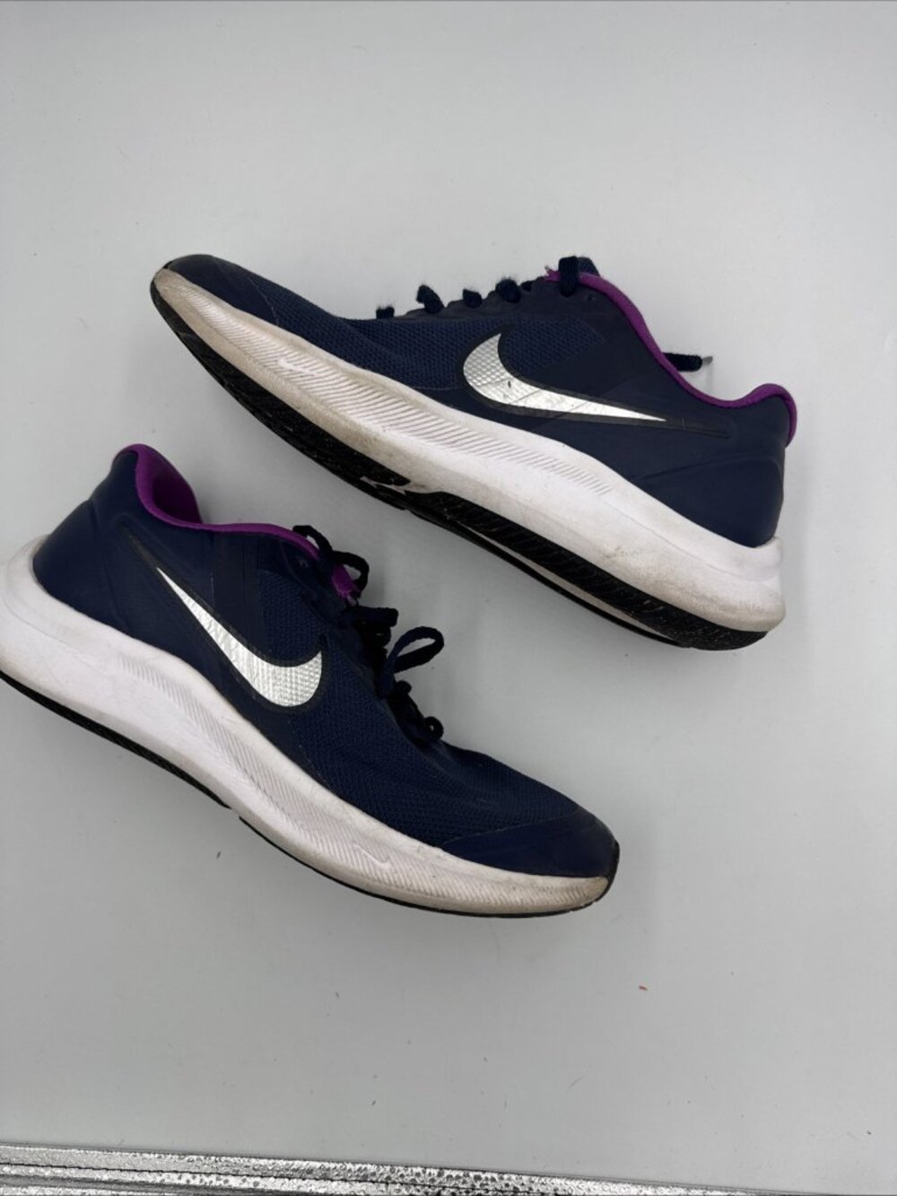 Nike Star Runner 3 GS Youth Sz 4.5Y Midnight Navy Metallic Silver